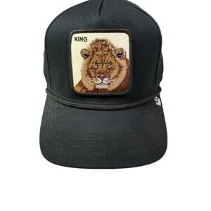 Goorin Bros The Farm King 100 Lion Patch Black Snapback Hat 101-1323 NEW